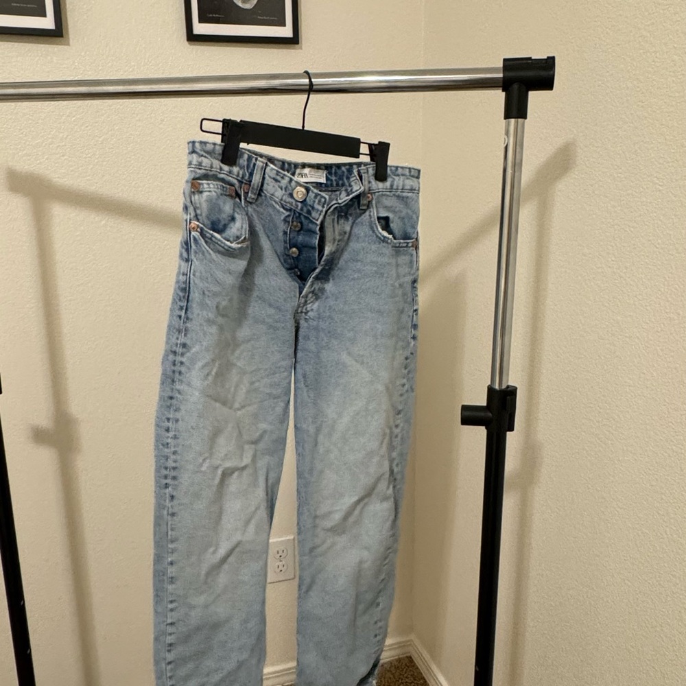 Zara Light Blue Straight Leg Jeans